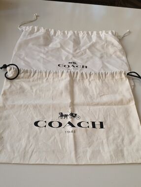 Coach White and Cream Logo Drawstring Dust Bags.